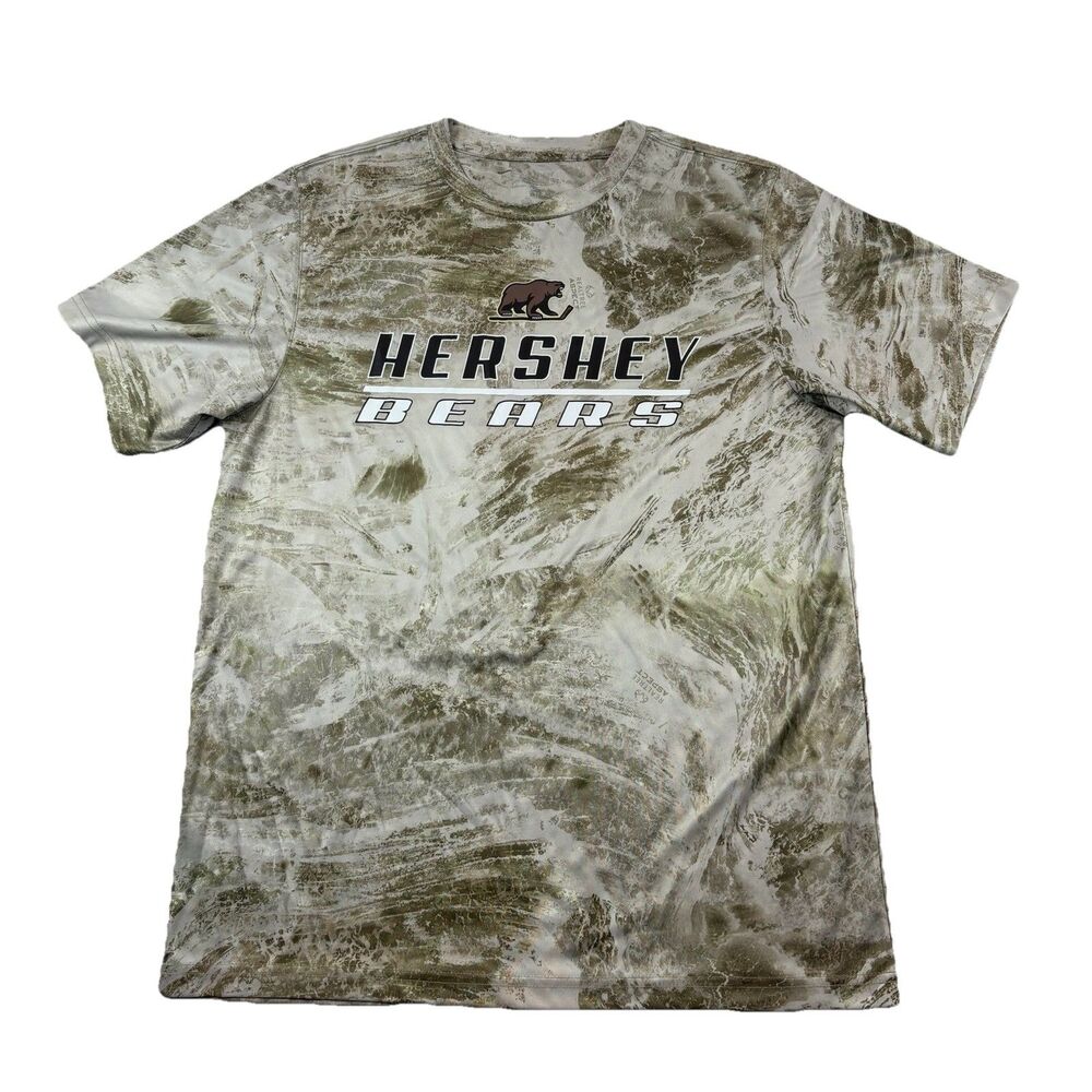 Hershey Bears Hockey Realtree Fishing Shirt Mens L Aspect Camo NWOT